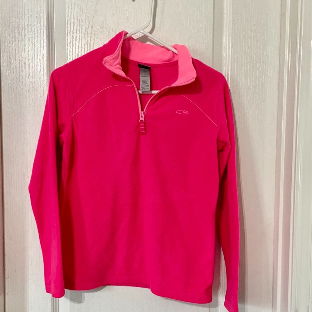 Champion XL Girls Pullover Jacket Hot Pink/Fuschia 1/4 Zip